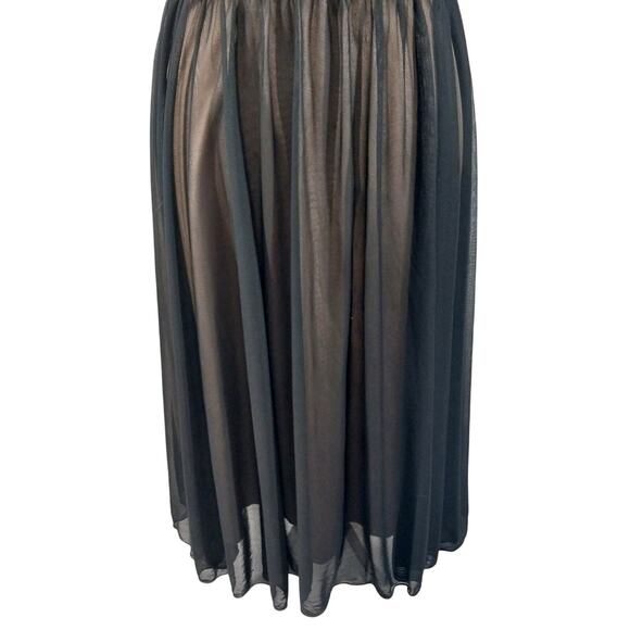 CONNECTED APPAREL! SHEER, FINEST BLACK NET OVER NUDE BEIGE, DREAMY DRESS! SZ 10 - Picture 4 of 10
